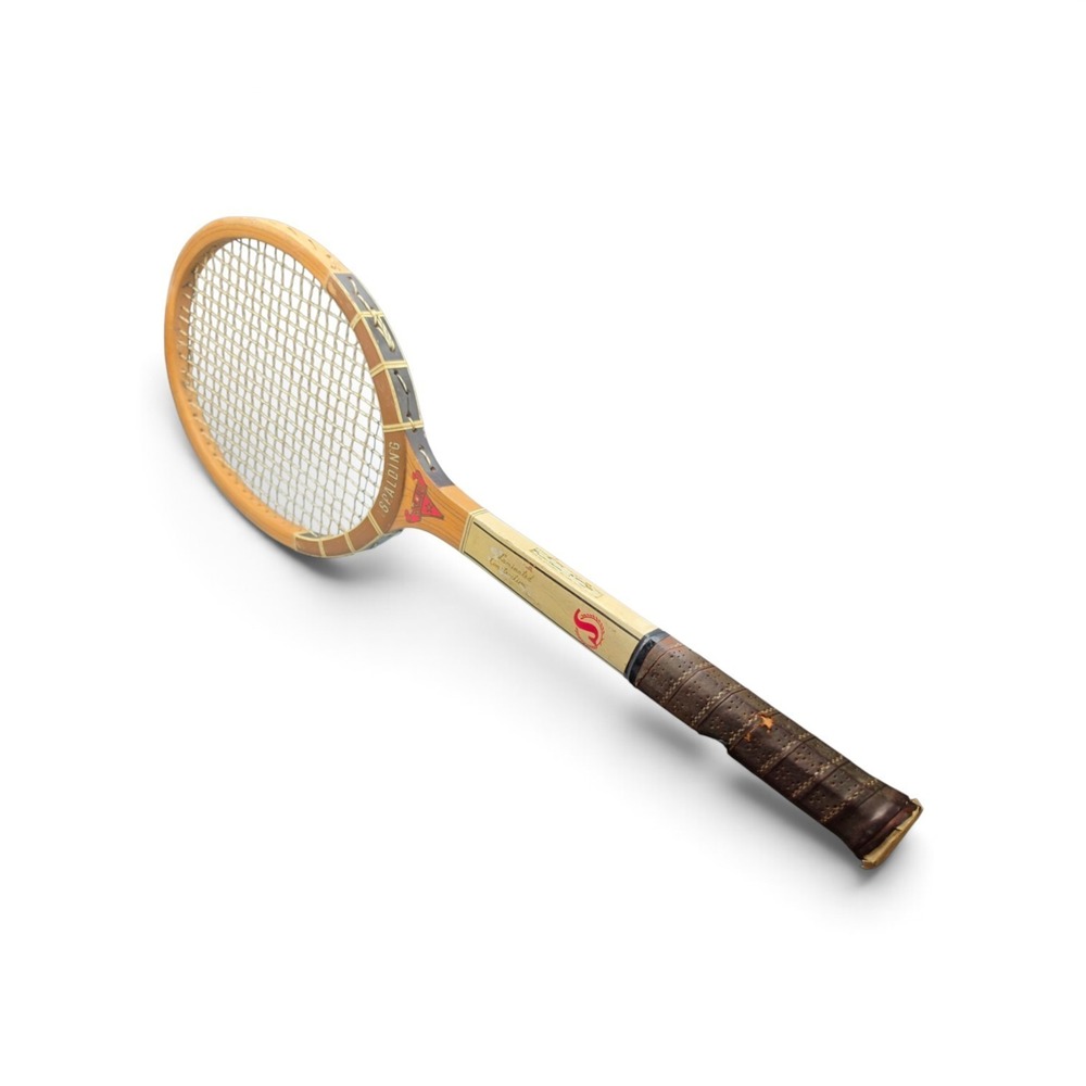 Vintage Spalding Award Laminated Wood Tennis Racket Racquet Leather Grip Display